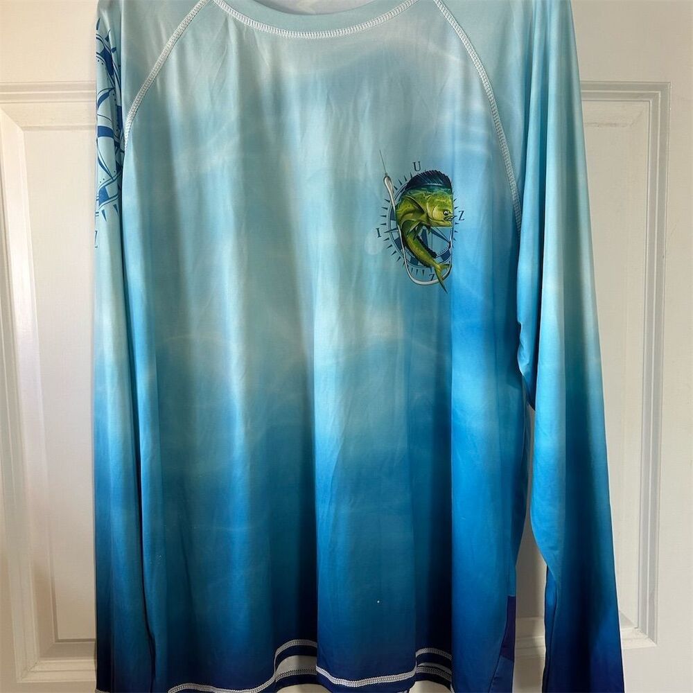 Uzzi Men's 2XL Long Sleeve Rash Guard Fishing Shirt Multicolor UPF 50+